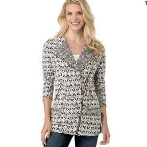 Lucky Brand Long Black/White Moto Jacket Sz XS